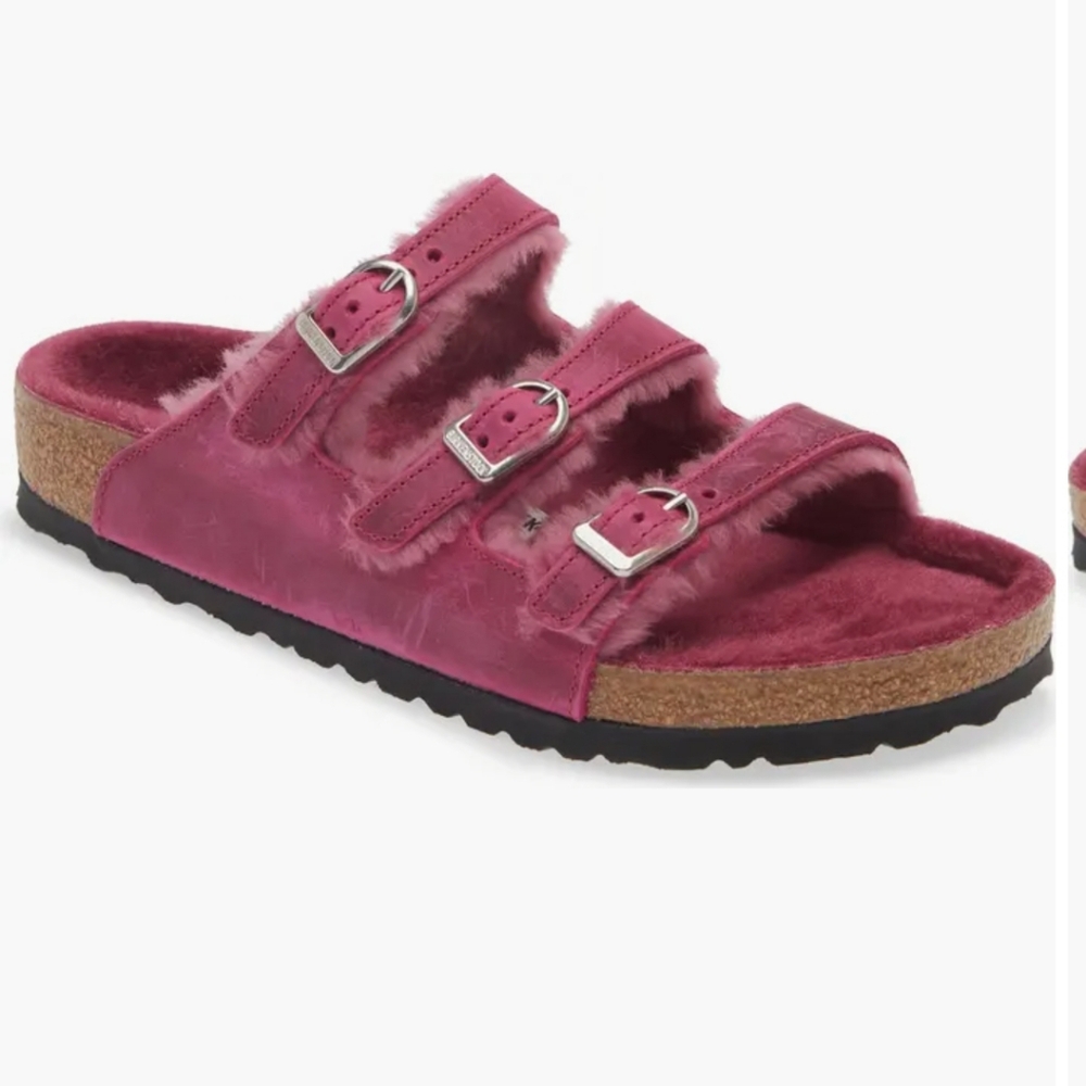 NWT Birkenstock Florida Genuine Shearling Lined Slide Sandal (Women)